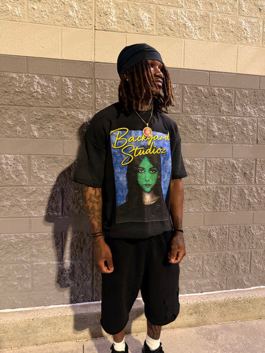 Black Green Faced Girl Tee