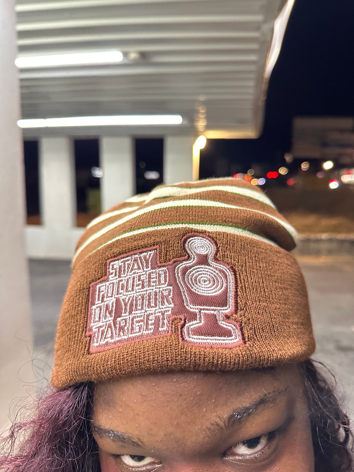 Brown Stay Focused On Your Target Beanie