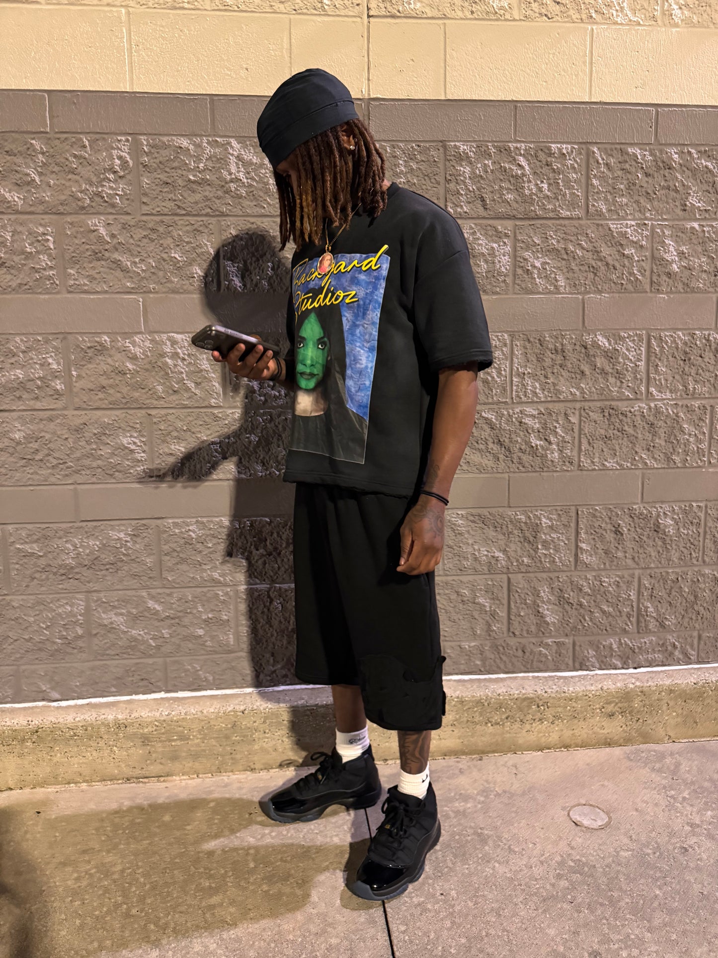 Black Distressed BYS Shorts