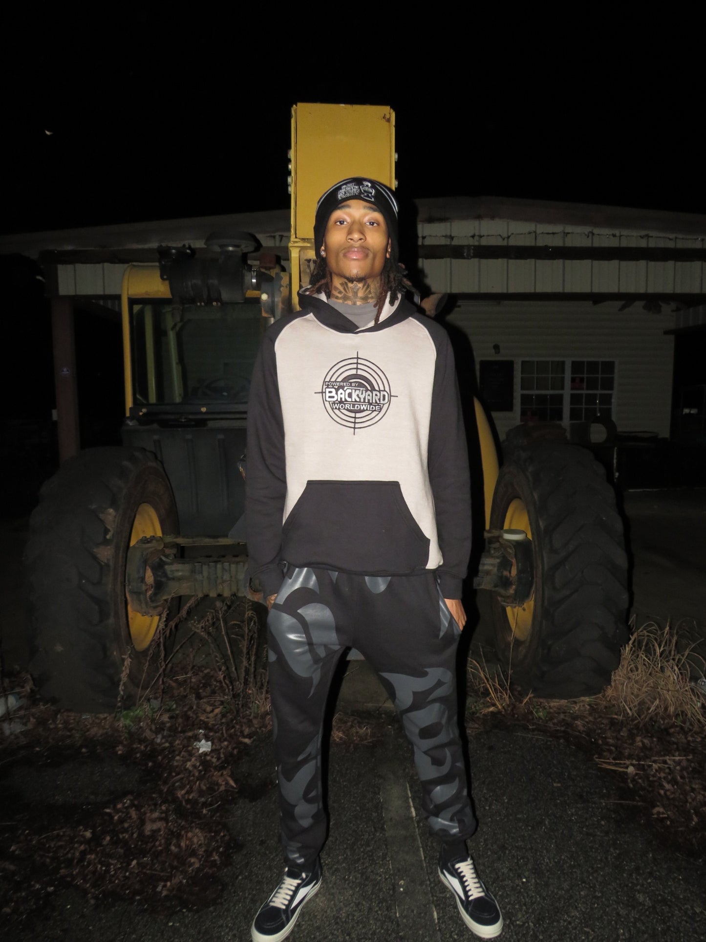 Black and Grey Backyard Worldwide Hoodie
