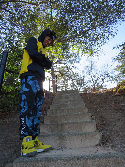 Navy Backyard Pattern Sweatpants