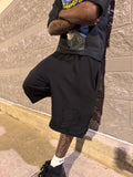 Black Distressed BYS Shorts