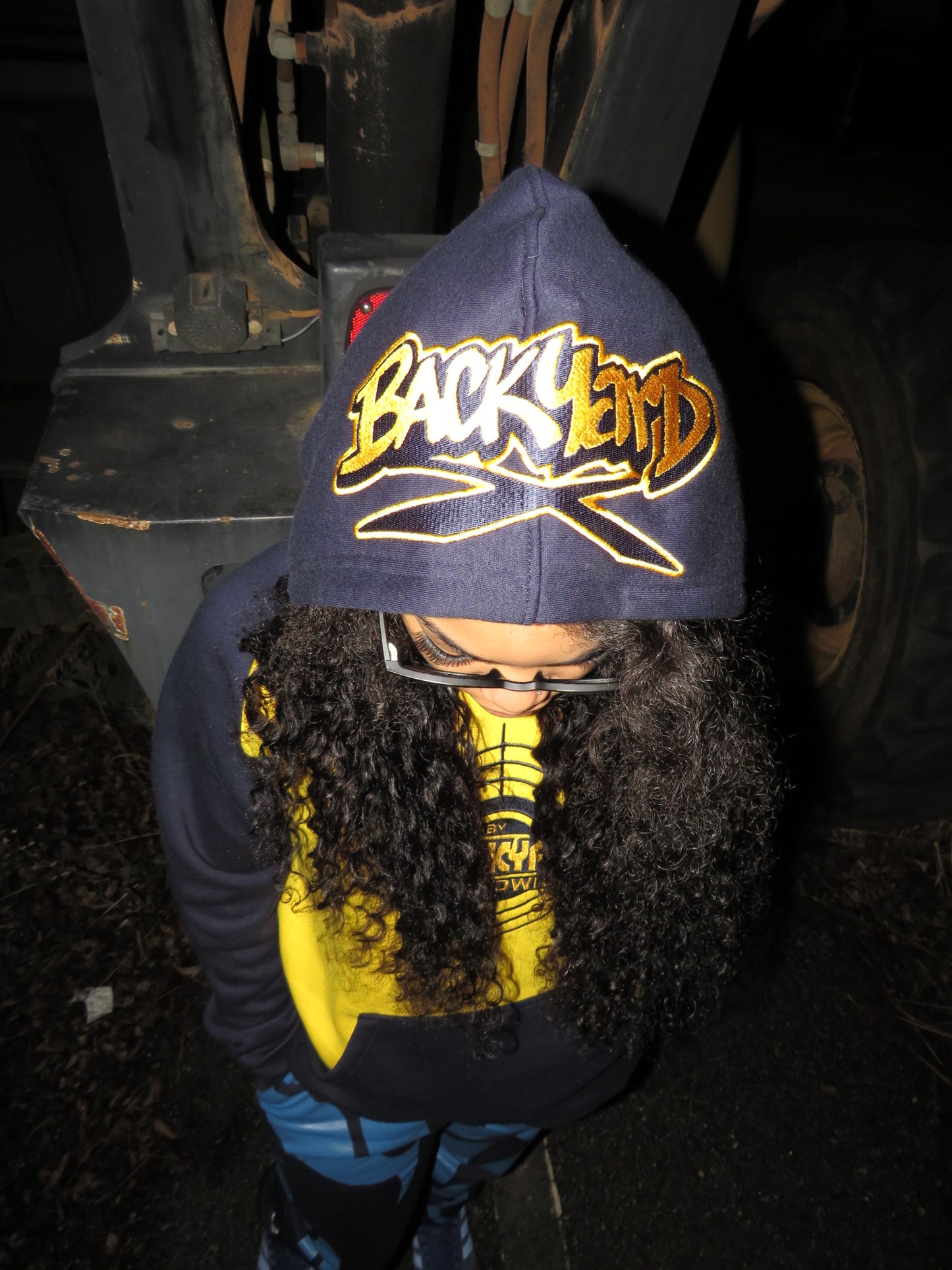 Navy and Yellow Backyard Worldwide Hoodie