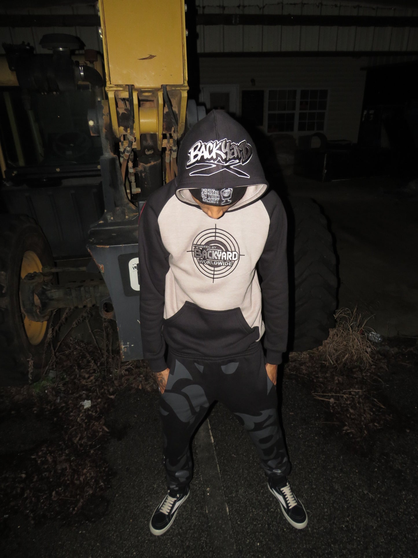 Black and Grey Backyard Worldwide Hoodie