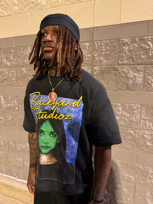 Black Green Faced Girl Tee