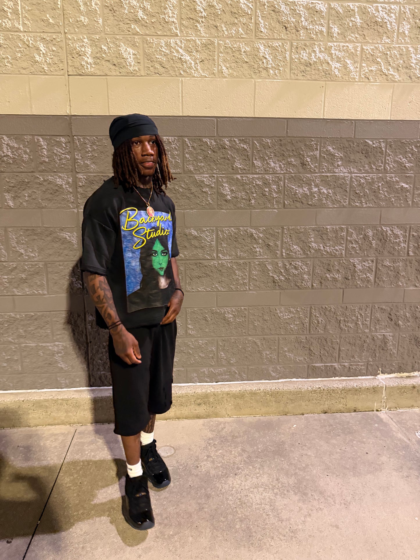 Black Distressed BYS Shorts
