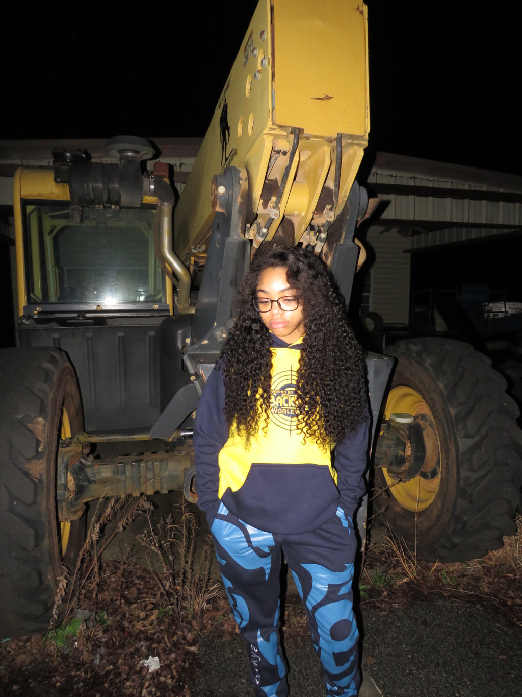 Navy and Yellow Backyard Worldwide Hoodie