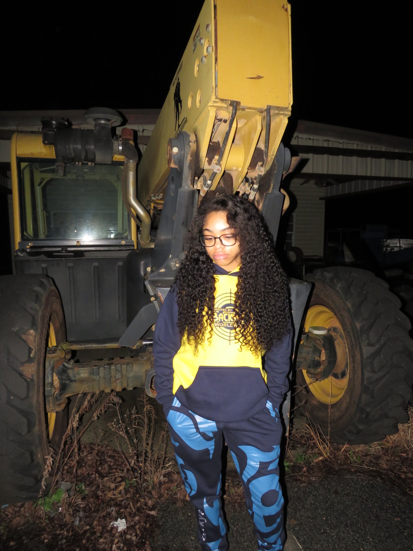 Navy and Yellow Backyard Worldwide Hoodie