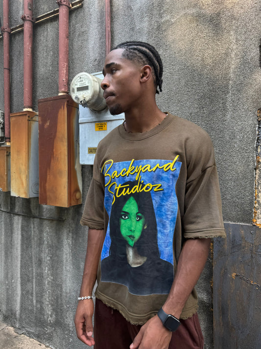 Olive Green Faced Girl Tee